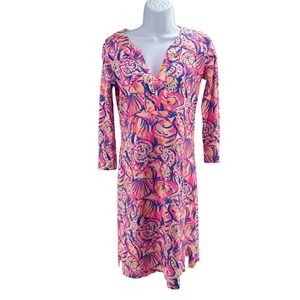 Lilly Pulitzer Womens XS Pima Cotton Holli T-Shirt Dress Pink Coastal Shells